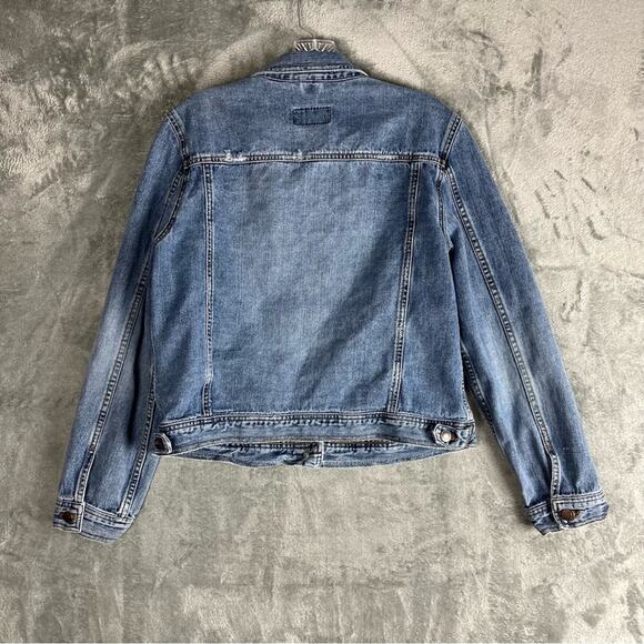 American Eagle Vintage Y2K Jean Jacket Large Distressed Denim Classic Grunge - Picture 4 of 15